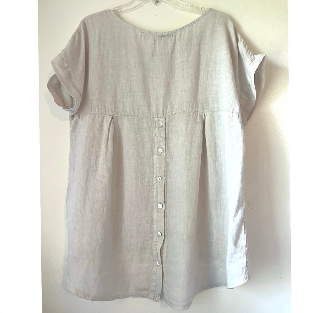 Terzo Millennio Linen Hi-Low Top Womens Size L Faux Button Back Beach Travel - Picture 4 of 13